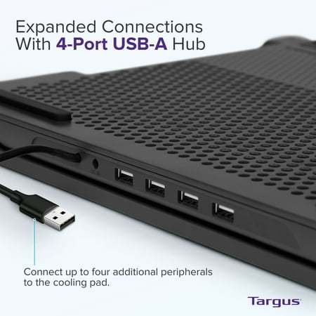 Targus - Chill Mat+ Laptop Cooling System with 4-Port USB Hub - Gray