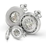 Charles-Hubert Paris Men's Classic Mechanical Pocket Watch, Chrome Finish Brass, Model 3928