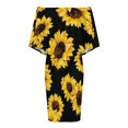 thumbnail image 4 of Sunflower Black Background Women's Off The Shoulder Ruffles Summer Wedding Guest Loose Casual Party Beach Dress, 4 of 9