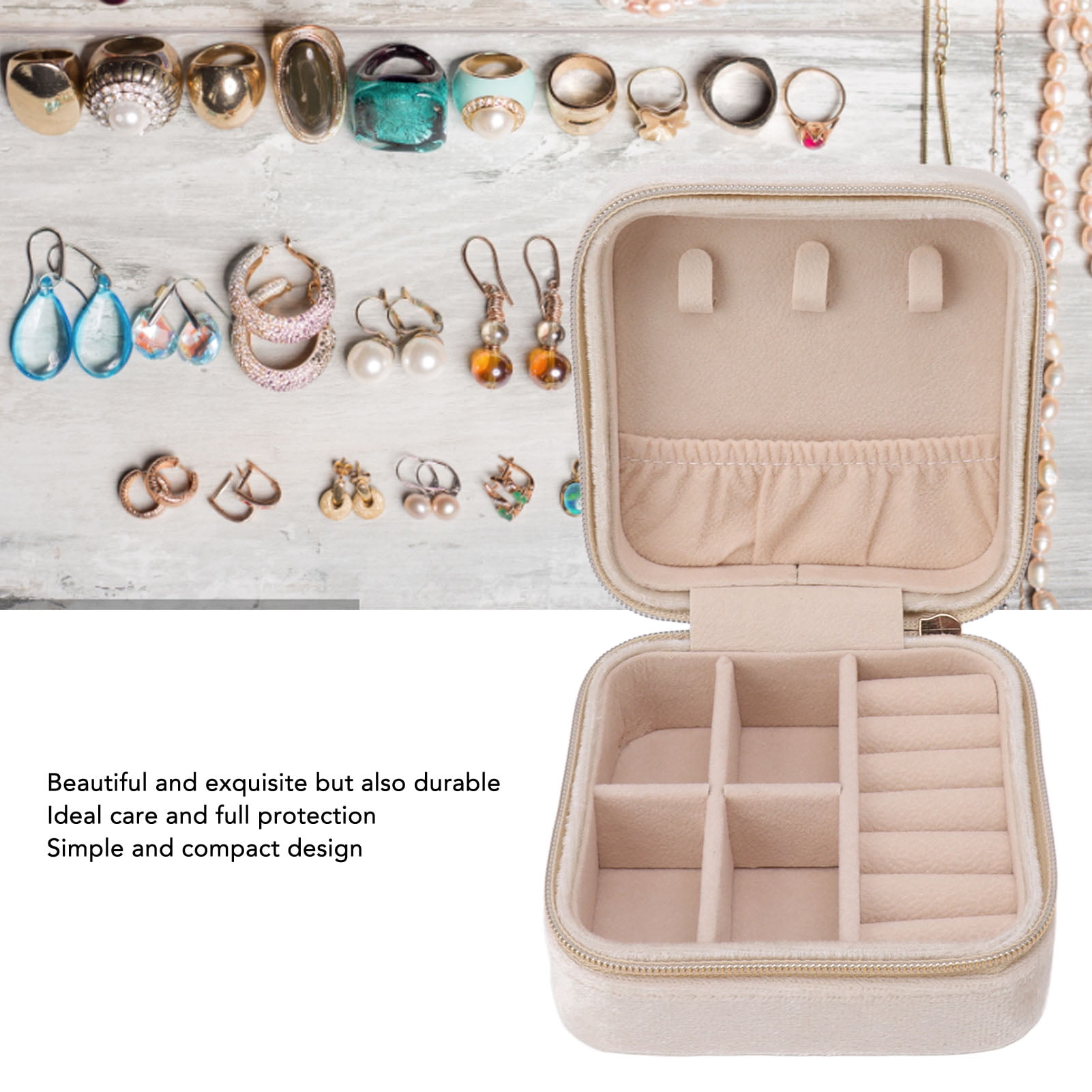 YoHyien Boite A Bijoux De Voyage Pour Femme, Petite Boîte à Bijou Avec Miroir Transportable, Rangement Bijoux En Cuir PU Pour Bagues, Boucles D' Oreilles Et Colliers (Vert
