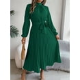 thumbnail image 2 of Yesfashion Autumn and Winter Elegant Women's Dress Stand Up Collar Long Sleeved Waist Cinched Long Skirt, 2 of 8