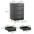 thumbnail image 2 of Semiocthome Black Dresser with 4 Drawers Modern Storage Cabinet for Bedroom,Glass Top,Adult, 2 of 7