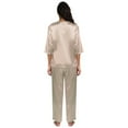 thumbnail image 7 of Womens Silk Satin Pajamas Loungewear Two-piece 3/4 Sleeve Long Pants Sleepwear Pj Set, 7 of 7