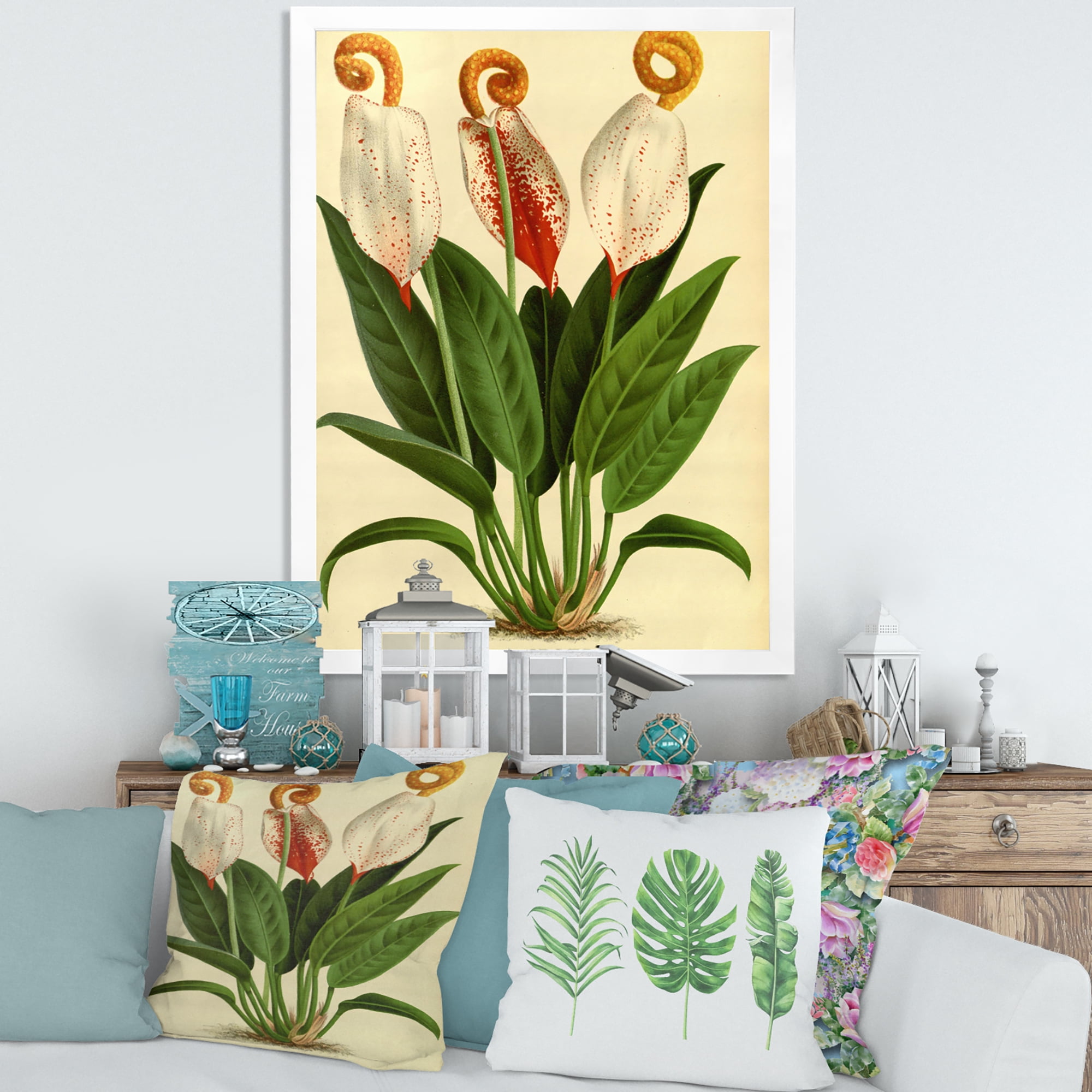 Designart 'Retro Wildflowers' Farmhouse Framed Art Print