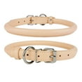 CollarDirect Rolled Leather Dog Puppy Collar for X Small Dogs, Beige