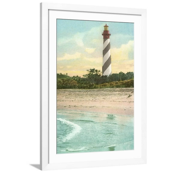 Art.com Anastasia Lighthouse, St. Augustine, Florida Art Print, White Frame Wall Art, 32" x 44"