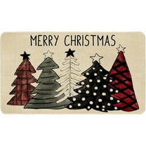 Merry Christmas Door Mat Outdoor for Front Door,Buffalo Plaid Christmas Tree Welcome Doormat,Winter Xmas Holiday Floor Rugs for Indoor Porch Entrance Farmhouse Decor 30" x 17"