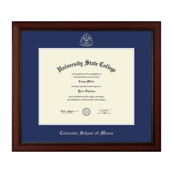 Framerly - Colorado School Mines Diploma Frame with Royal Blue and Silver Mat