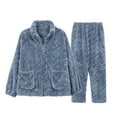 thumbnail image 5 of Gibobby Pijama de algodón mujer Traje de invierno para mujer, ropa para el cálida y de terciopelo Coral fragante pequeño engrosado(Azul,G), 5 of 5