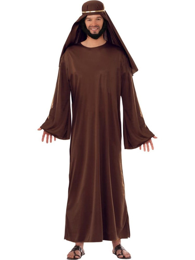 JESUS CHRIST COSTUME FANCY DRESS ROBE BROWN WIG AND BEARD CHRISTMAS RELIGIOUS 