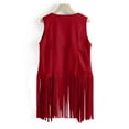 thumbnail image 7 of Girls Fringe Vests Cropped Sleeveless Jacket Western Vintage Tassel Cardigan Outerwear Wine 9Y, 7 of 7