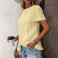 thumbnail image 5 of Perfectbot Women's Eyelet Ruffle Hem Blouse, Short Sleeve Round Neck Asymmetrical Peplum Trendy Top, 5 of 7