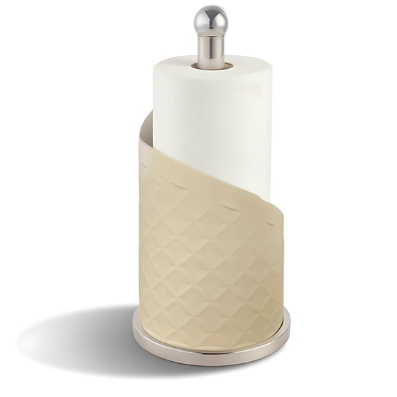 Stainless Steel Paper Towel Holder, Countertop Paper Towel Dispenser, Freestanding Tissue Roll Rack, 6.1 x 12.8 in, Kitchen Tissue Organizer, White