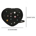 thumbnail image 2 of Mini Mochila Lindo Bolso De Hombro En Forma De Corazón Con Diamantes De Imitación Para Mujer Negro, 2 of 7