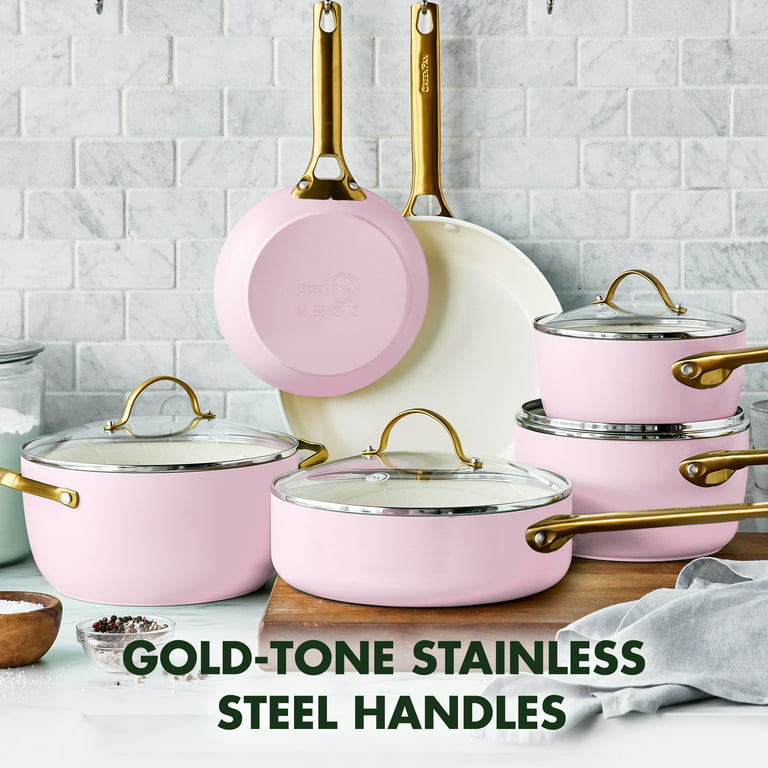Reserve Ceramic Nonstick 10-Piece Cookware Set | Black with Gold-Tone  Handles