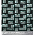 thumbnail image 1 of Soimoi Black Moss Georgette Fabric Camera & Dots Print Sewing Fabric Yard 42 Inch Wide, 1 of 3