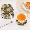 thumbnail image 5 of Haosy Set of 6 Drink Woven Coaster with Holder Heat Resistant Non-Slip Bar Coasters 4 Inches Brown Cream Roses, 5 of 7