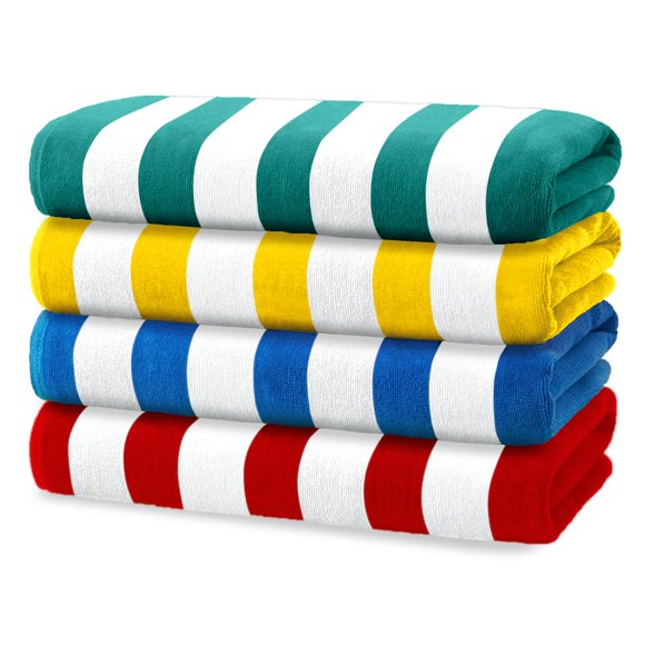 Kaufman - Toallas De Playa De Colores Brillantes | Toalla De Playa Grande De Gran Tamaño 100% Algodón | Toallas De Rayas Cabana Para Playa/Piscina/Jacuzzi | Juego De Toallas De Playa De Terciopelo Lig