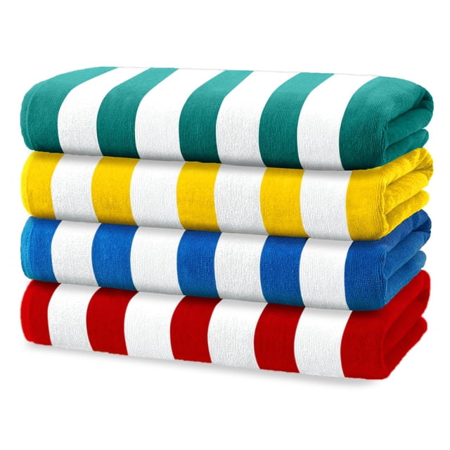 Kaufman - Toallas De Playa De Colores Brillantes | Toalla De Playa Grande De Gran Tamaño 100% Algodón | Toallas De Rayas Cabana Para Playa/Piscina/Jacuzzi | Juego De Toallas De Playa De Terciopelo Lig