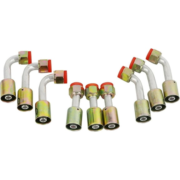 Air Conditioning #10 AC Fitting Set Female Oring Beadlock 7/8-14UNF Including Straight 45 90 Degree