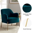 thumbnail image 5 of Velvet Upholstered Accent Chair Metal Legs Curved Backrest Lounge Home Armchair Bedroom Adult Teal, 5 of 7