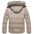 thumbnail image 6 of GGleaf Men's Puffer Coat Thickened Padded Winter Jacket Hooded Parka with Detachable Fur Hood Khaki M, 6 of 7