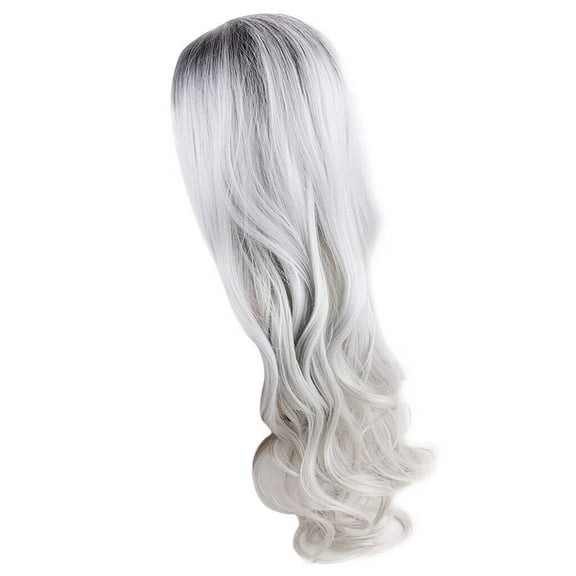 DOPI Curly Full Purple Wig Wavy Women Straight Long Synthetic Cosplay Hair Black