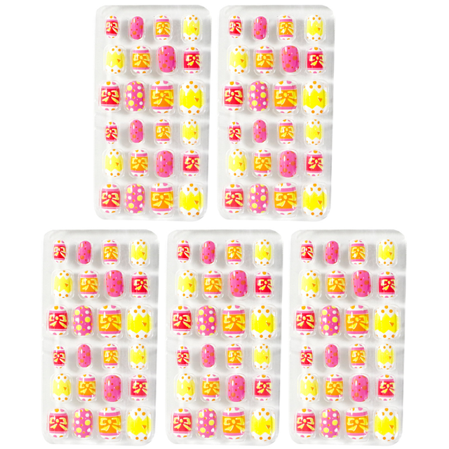 Kids Press Nails Kids Fake Nails Artificial Nail Tips Girls Full Coverage Short Fake Nails Decoration