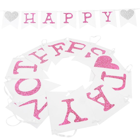 HOOWIFFY 1Set Mother's Day Backdrop Garlands with Heart Design Rosy Paper for Party Decor