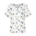 thumbnail image 4 of Tmtolofot Side Shoulder Hollow Out Blouse Tops for Women's Casual Blouses Fashion 2024 Tee Printed Short Sleeve Daily Weekend Basic V Neck Tops Tunic Tshirts 4#White Medium, 4 of 5