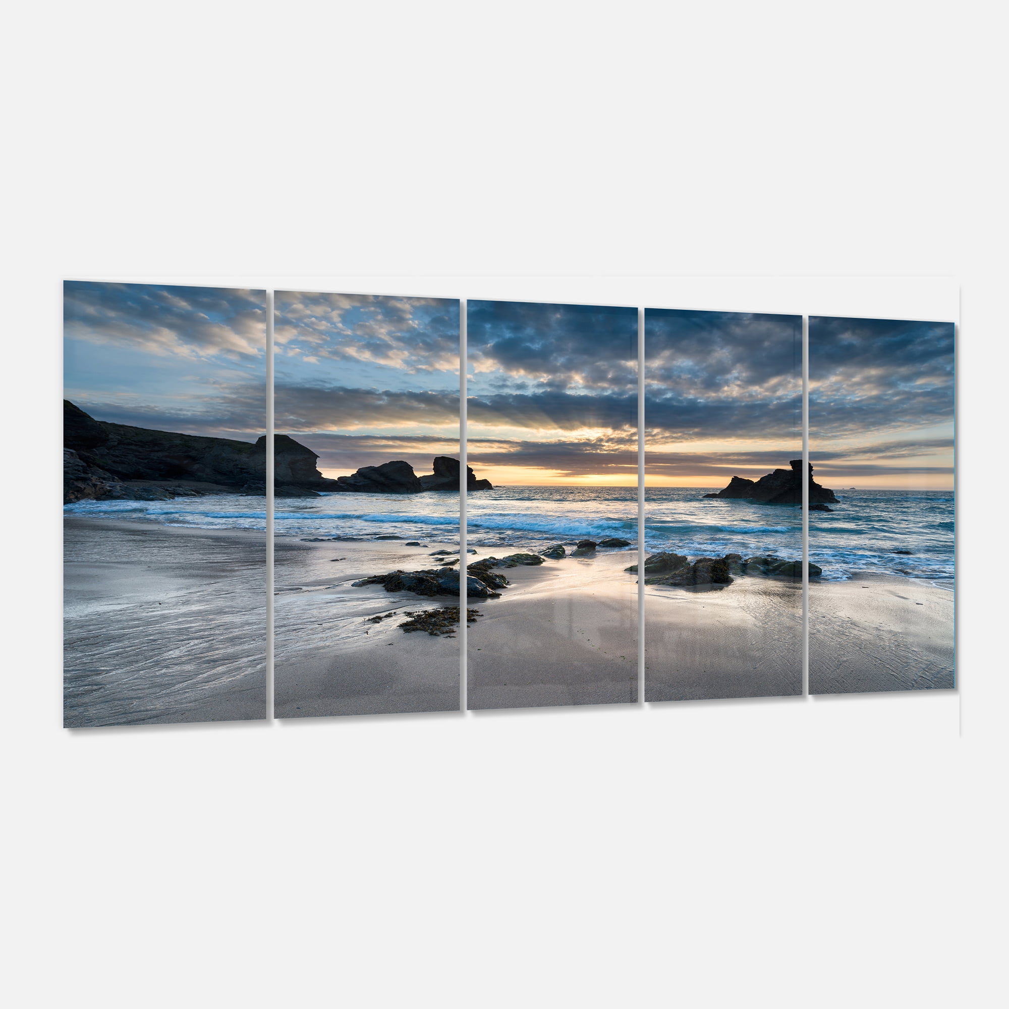 Designart 'Beautiful Porthcothan Bay ' Multipanel Seashore Metal Wall Art