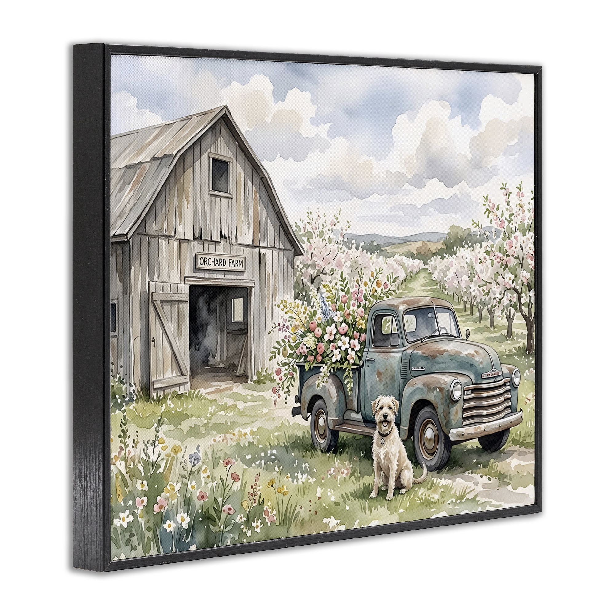 Stupell Industries Spring Orchard and Truck Black Framed Giclee Art, design by Tabz Jones