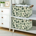 thumbnail image 2 of Yayeee Foldable Storage Basket for Shelves with Handles Set of 2 Waterproof Cloth Bins, Green Geometric, 2 of 7
