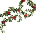 thumbnail image 4 of Enredaderas de rosas artificiales, enredaderas de flores, accesorio de fotografía, hojas de imitación colgantes florales para mesa de jardín, centro Rojo perfecl Guirnalda de flores, 4 of 8