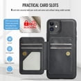 thumbnail image 4 of ELEHOLD Case for iPhone 11, Shockproof Magnetic Leather Wallet Case with Hand Grip & Kickstand & RFID Blocking,Black, 4 of 8