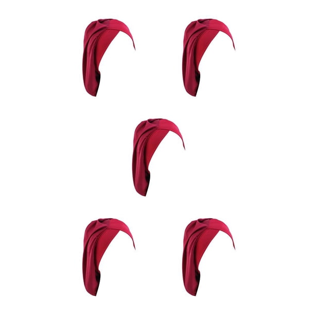 Minnieouse Impresión Seda Nightcaps Lissom Diseño Moda Multicolor Suavidad Headwear Headwrap Turbantes Satin Sleeping Caps Vino puro rojo Vino tinto puro 5piezas