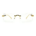 thumbnail image 3 of Mens Hustler Rimless Narrow Rectangle Metal Rim Fashion Eyeglasses Gold Black, 3 of 8