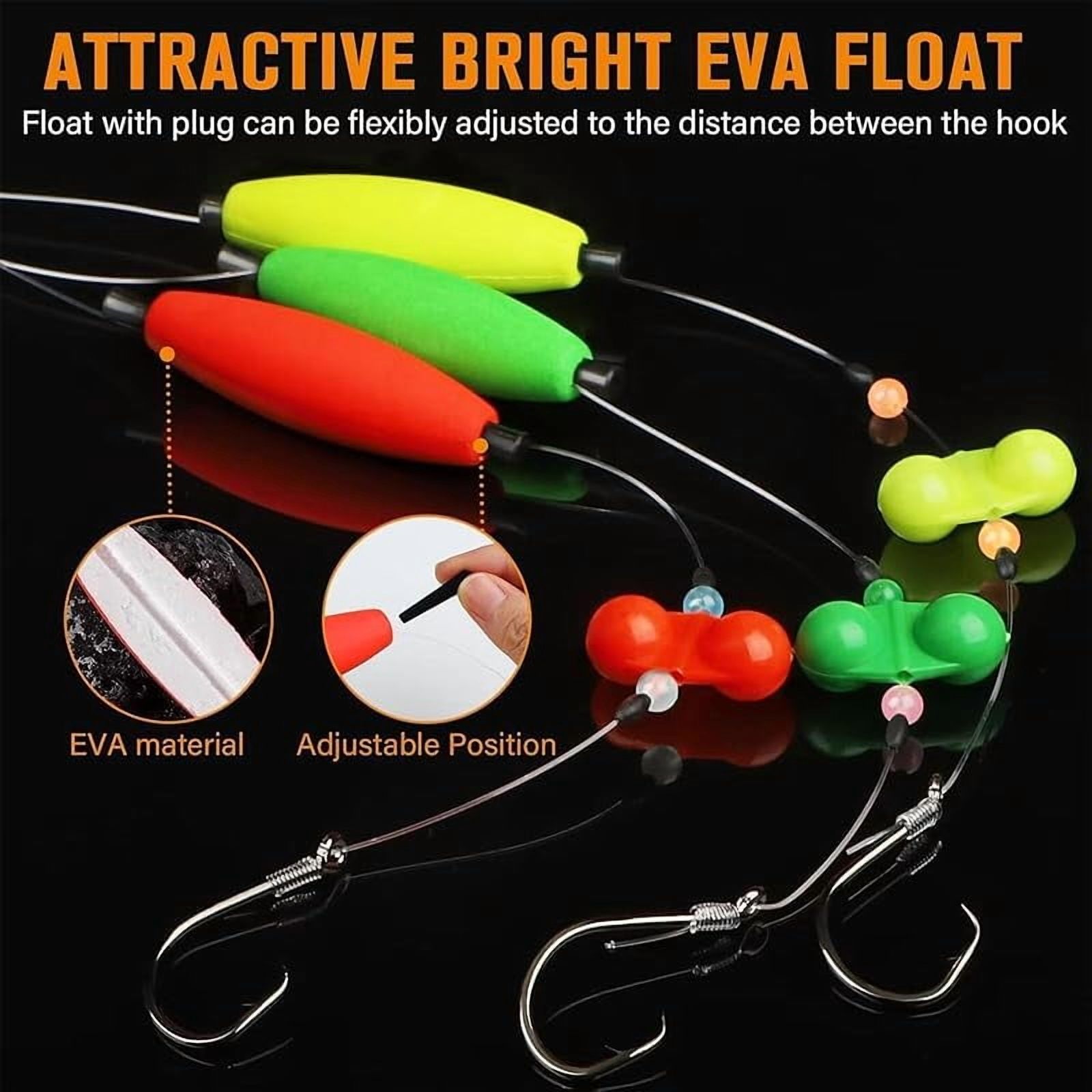 Catfish Fishing Set, Fishing Hook Set Catfish, Takedown Rigs Catfishs Float Rigs Consists of Float Beads and Circle Hooks with Rattler Fishing Equipment, (6 Set 6/0)
