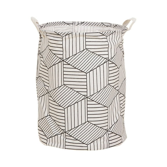 Hiroekza Laundry Hamper Large Capacity Fabric Storage Basket with Handle for Bathroom Bedroom Laundry Room 13.8x13.8x0.8in White