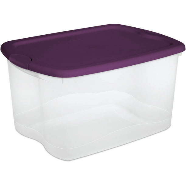Sterilite 66Quart Clear Tote, Exotic Purple