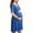 Blue, variant on Women Maternity Solid Dress Summer Short Sleeve V-Neck Pleated Waist Dress Casual Breathable Pregnancy Clothes Hot Pink XXL