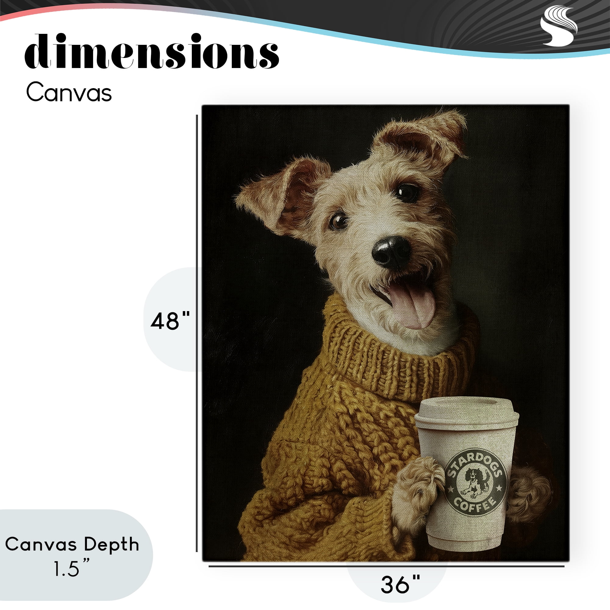 Stupell Industries Latte Lover Dog in Sweater Canvas Wall Art, design by Svetlana Aleynikova