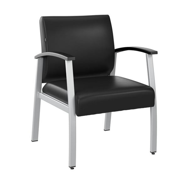 Pemberly Row Chaise d'Invité pour Salle d'Attente avec Accoudoirs en Vinyle Noir