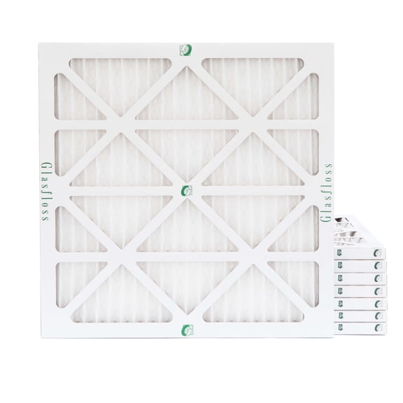 25x25x1 MERV 10 Pleated AC Furnace Air Filters by Glasfloss Industries. ( 8 Pack ) Exact Size: 24-1/2 x 24-1/2 x 7/8