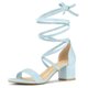 thumbnail image 1 of Sandalias Punta Abierta De Tacón De Mediana Grueso Con Cordón Para Mujer Cielo azul 42, 1 of 6