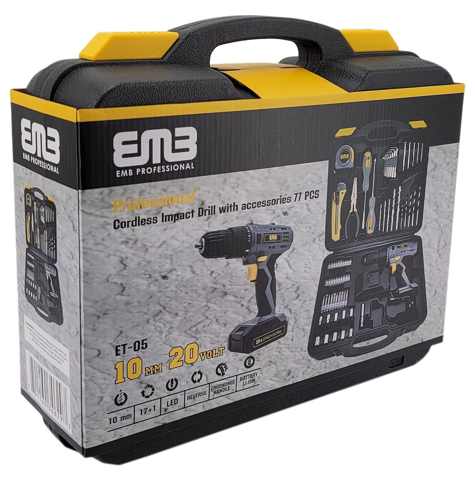 20V Speed 1300 RPM Household Lithium Battery Cordless Drill Driver Power Drill with 77 Pieces and a 1300mA Large Capacity Lithium Ion Battery Stays Powered Up