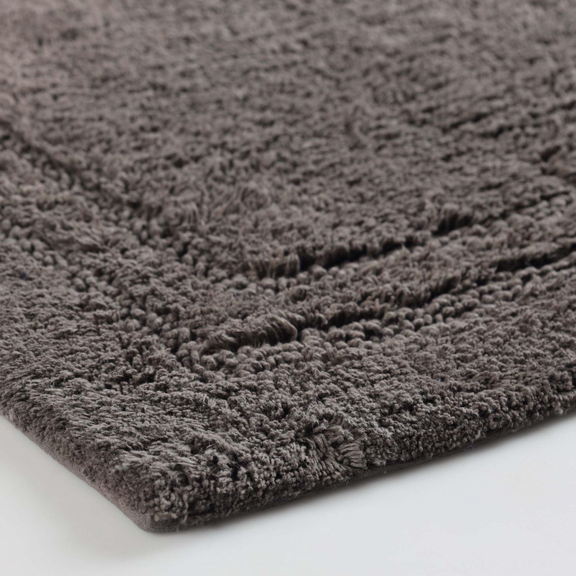 Superior Solid Bordered Cotton Washable Non-Slip Bath Rug, Runner Size, Charcoal