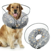 Qweryboo Inflatable Dog Cones, Donut Collar Alternative After Surgery Neck Donut, Stop Licking Surgical Recovery Comfy Comfortable Soft  Pillow Cones, Elizabethan Collars for Large Dogs(Grey-L)