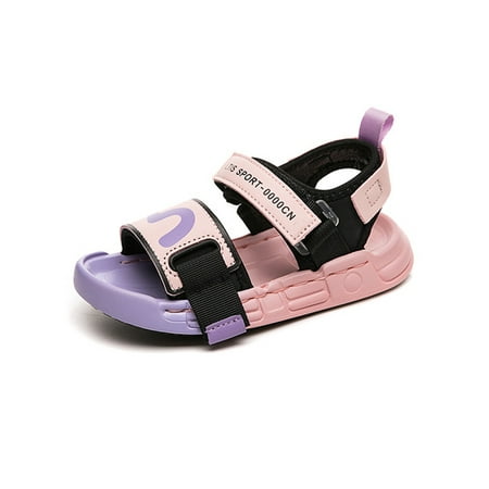 

Daeful Unisex Summer Shoes Open Toe Beach Sandal Lightweight Sport Sandals Outdoor Non-slip Breathable Platform Flats Shoe Pink 2.5Y