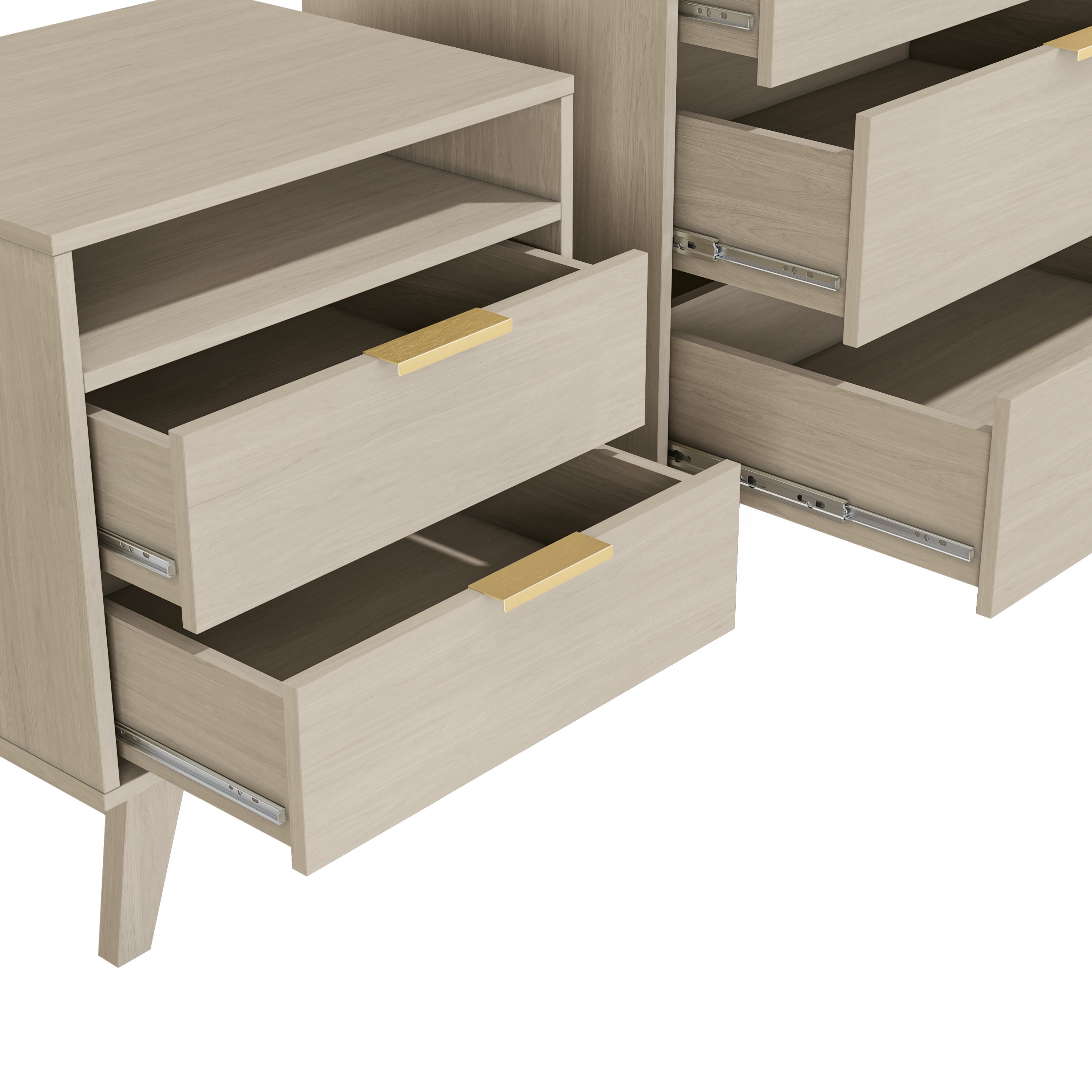 Kappesberg 2-Piece Bedroom Furniture Set with 6-Drawer Dresser and Nightstand, Blonde Oak – Modern Bedroom Storage Combo